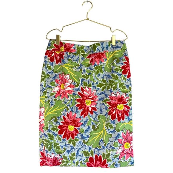TALBOTS Size 10 Floral Spring A-Line Knee Length Skirt Side Zip 543 - Picture 1 of 8